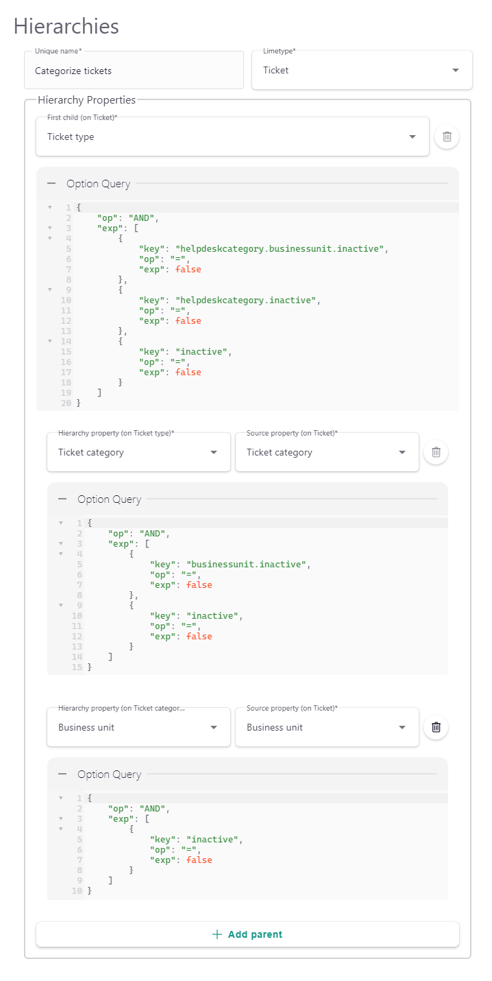 Example of option queries